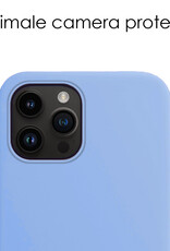 NoXx Hoes Geschikt voor iPhone 15 Pro Max Hoesje Cover Siliconen Back Case Hoes Met 2x Screenprotector - Lichtblauw