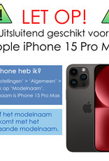 NoXx Hoes Geschikt voor iPhone 15 Pro Max Hoesje Cover Siliconen Back Case Hoes Met 2x Screenprotector - Lichtroze