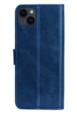 NoXx Hoes Geschikt voor iPhone 15 Hoesje Book Case Hoes Flip Cover Wallet Bookcase Met Screenprotector - Donkerblauw