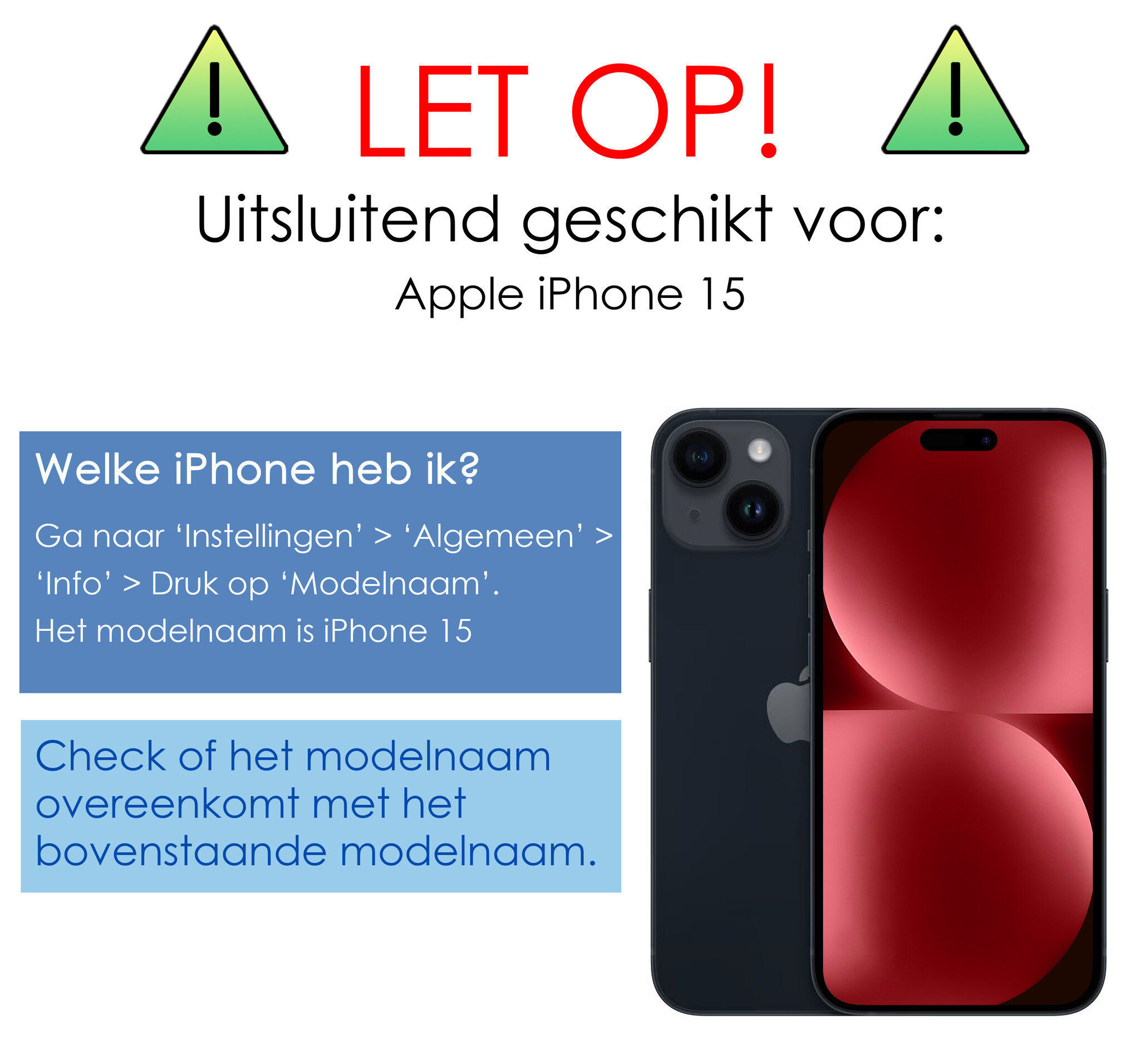 NoXx Hoes Geschikt voor iPhone 15 Hoesje Book Case Hoes Flip Cover Wallet Bookcase Met Screenprotector - Turquoise