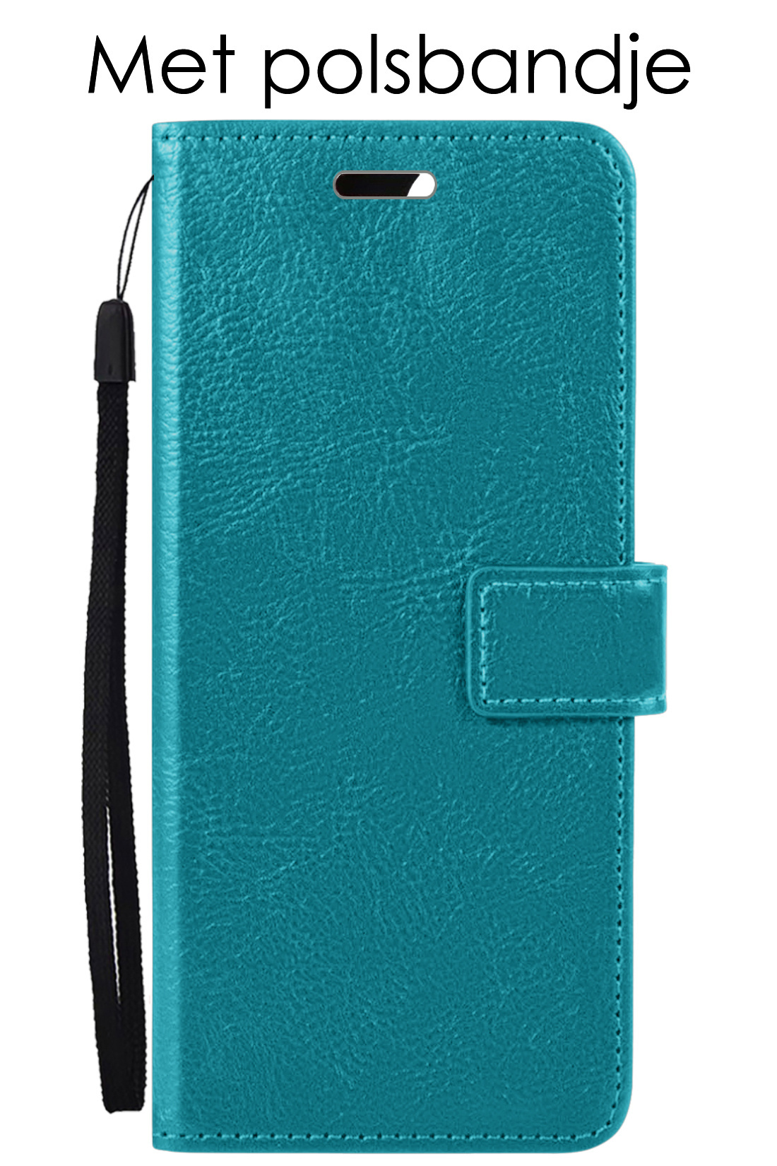NoXx Hoes Geschikt voor iPhone 15 Hoesje Book Case Hoes Flip Cover Wallet Bookcase Met Screenprotector - Turquoise