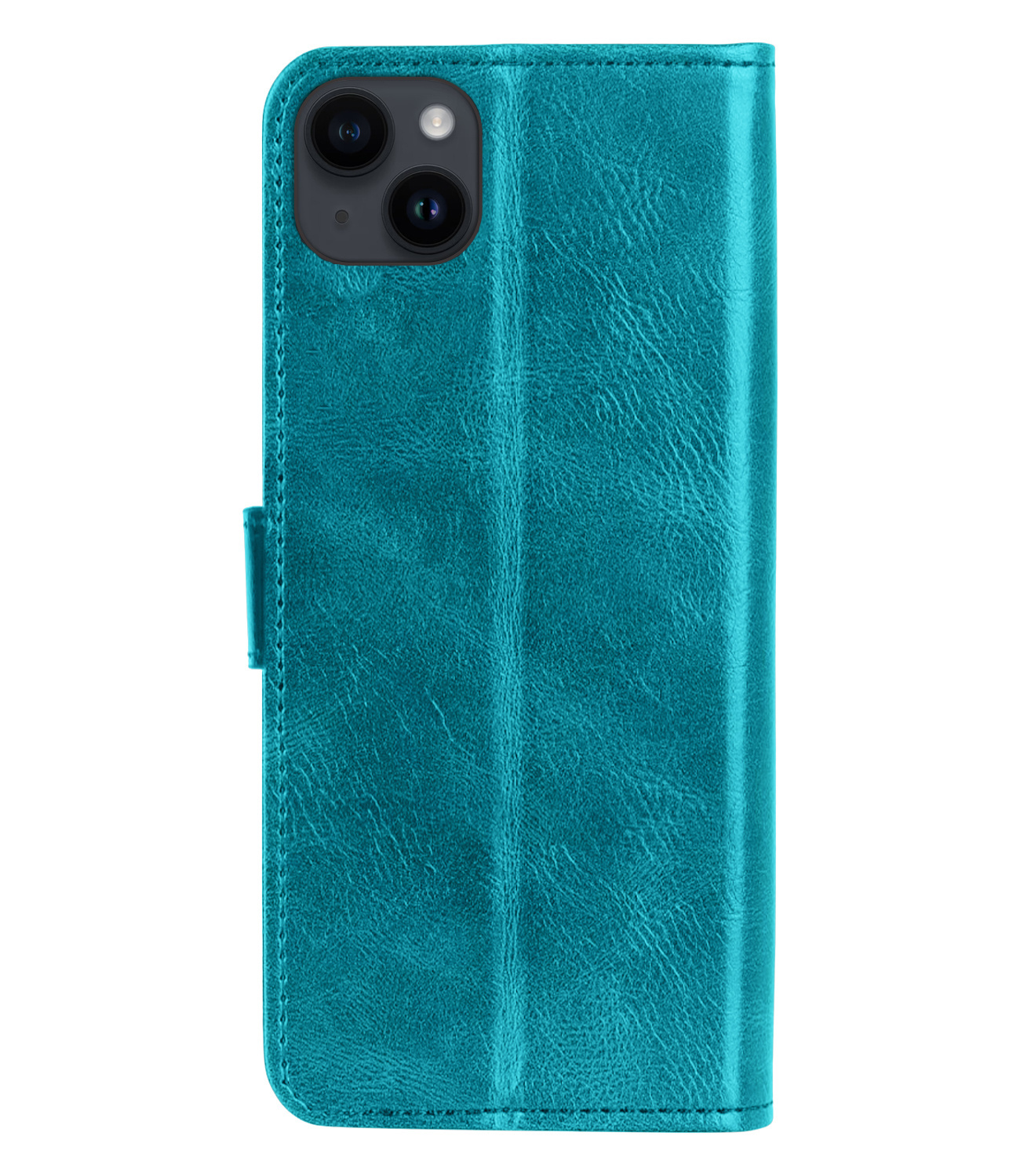 NoXx Hoes Geschikt voor iPhone 15 Hoesje Book Case Hoes Flip Cover Wallet Bookcase Met Screenprotector - Turquoise