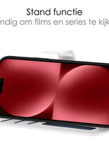 NoXx Hoes Geschikt voor iPhone 15 Hoesje Book Case Hoes Flip Cover Wallet Bookcase Met Screenprotector - Wit