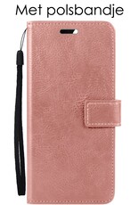 NoXx Hoes Geschikt voor iPhone 15 Hoesje Book Case Hoes Flip Cover Wallet Bookcase Met 2x Screenprotector - Rosé goud