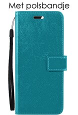 NoXx Hoes Geschikt voor iPhone 15 Hoesje Book Case Hoes Flip Cover Wallet Bookcase Met 2x Screenprotector - Turquoise
