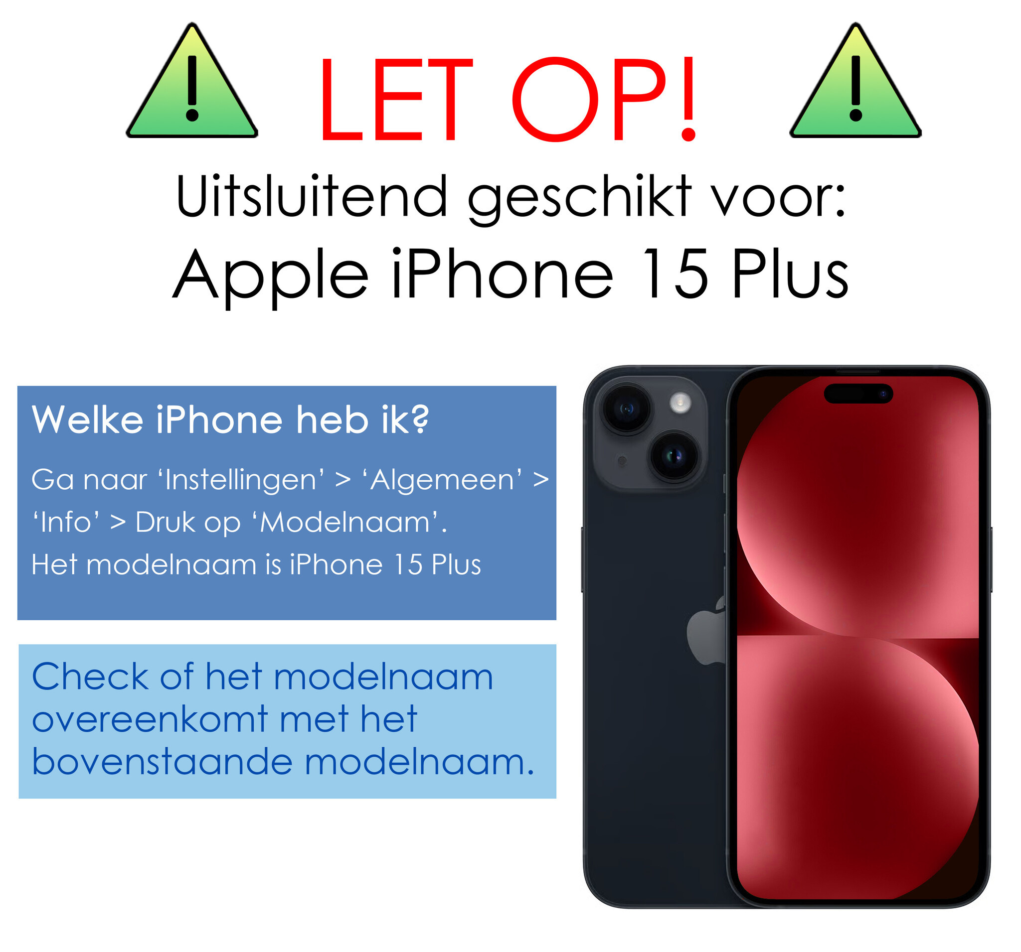 NoXx Hoes Geschikt voor iPhone 15 Plus Hoesje Book Case Hoes Flip Cover Wallet Bookcase Met Screenprotector - Donkerblauw