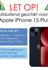 NoXx Hoes Geschikt voor iPhone 15 Plus Hoesje Book Case Hoes Flip Cover Wallet Bookcase Met Screenprotector - Lichtroze