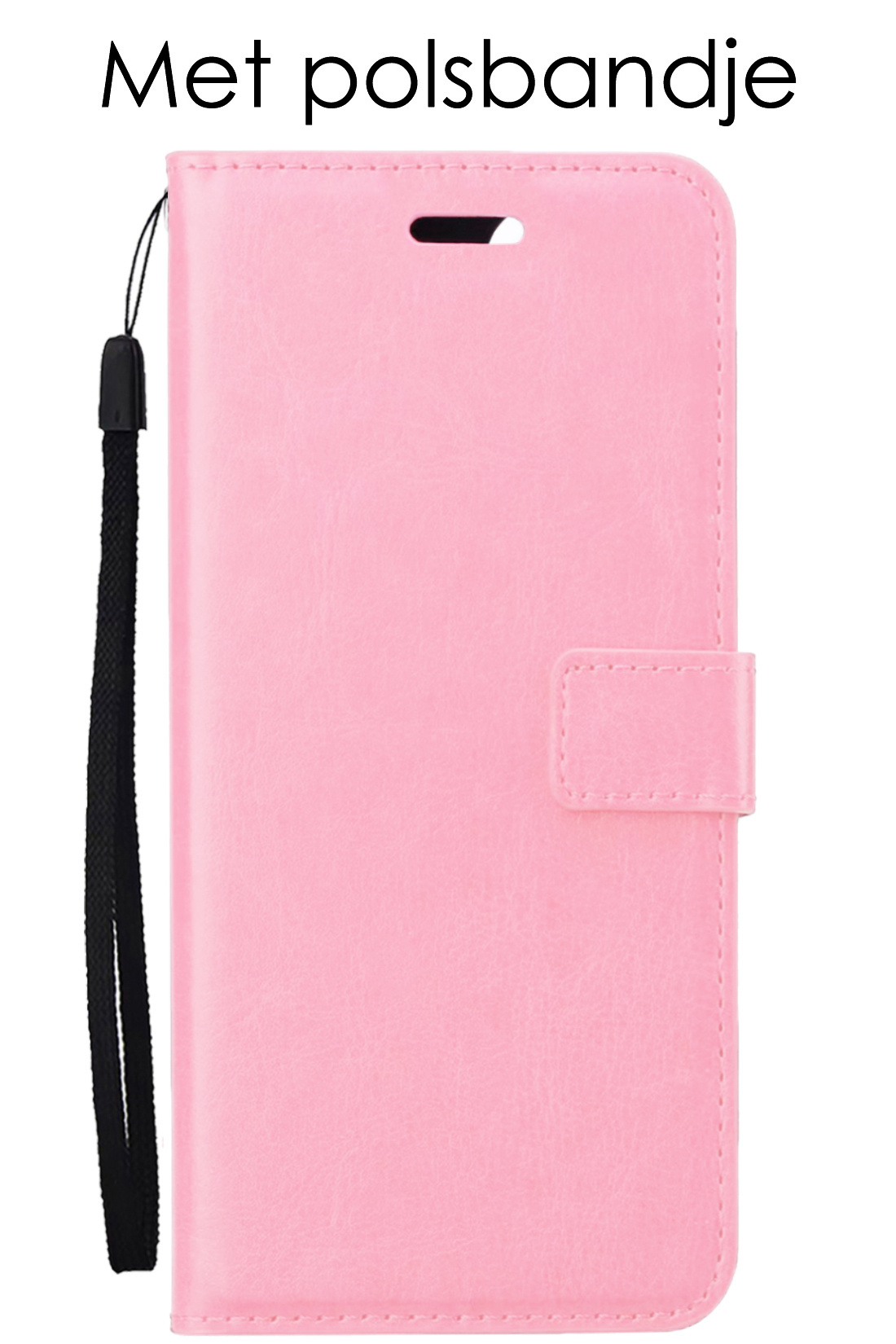 NoXx Hoes Geschikt voor iPhone 15 Plus Hoesje Book Case Hoes Flip Cover Wallet Bookcase Met Screenprotector - Lichtroze