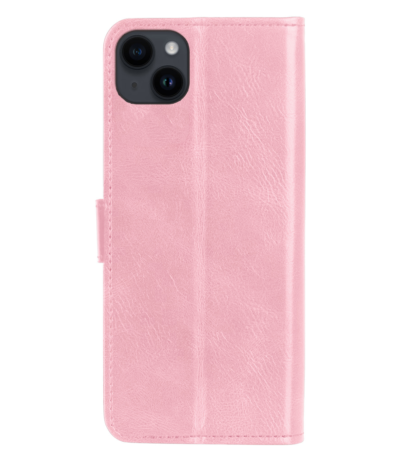 NoXx Hoes Geschikt voor iPhone 15 Plus Hoesje Book Case Hoes Flip Cover Wallet Bookcase Met Screenprotector - Lichtroze