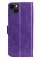 NoXx Hoes Geschikt voor iPhone 15 Plus Hoesje Book Case Hoes Flip Cover Wallet Bookcase Met Screenprotector - Paars
