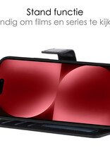 NoXx Hoes Geschikt voor iPhone 15 Plus Hoesje Book Case Hoes Flip Cover Wallet Bookcase Met Screenprotector - Zwart