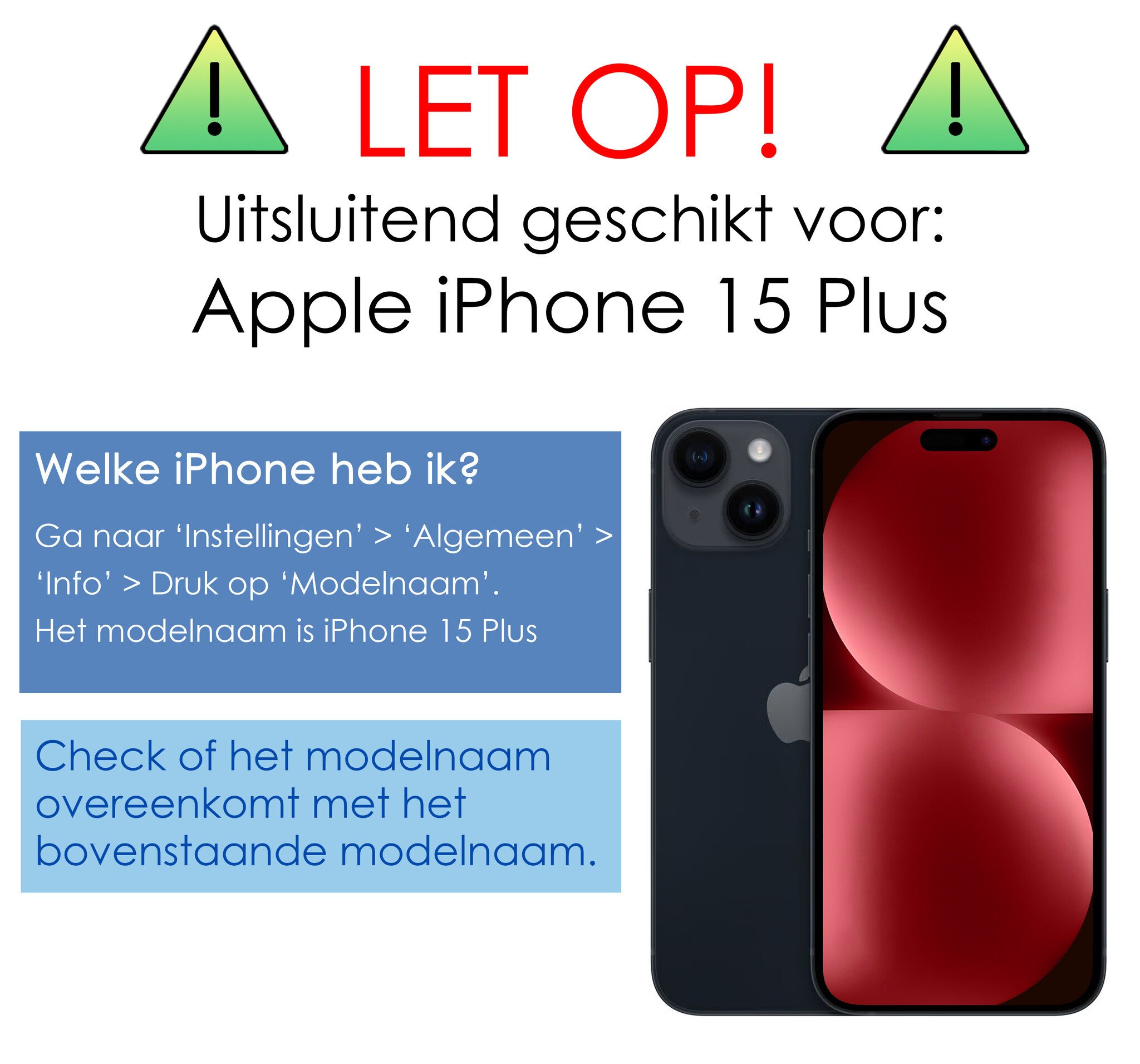 NoXx Hoes Geschikt voor iPhone 15 Plus Hoesje Book Case Hoes Flip Cover Wallet Bookcase Met 2x Screenprotector - Donkerblauw