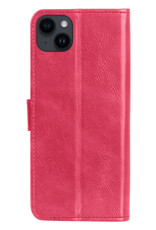 NoXx Hoes Geschikt voor iPhone 15 Plus Hoesje Book Case Hoes Flip Cover Wallet Bookcase Met 2x Screenprotector - Donkerroze