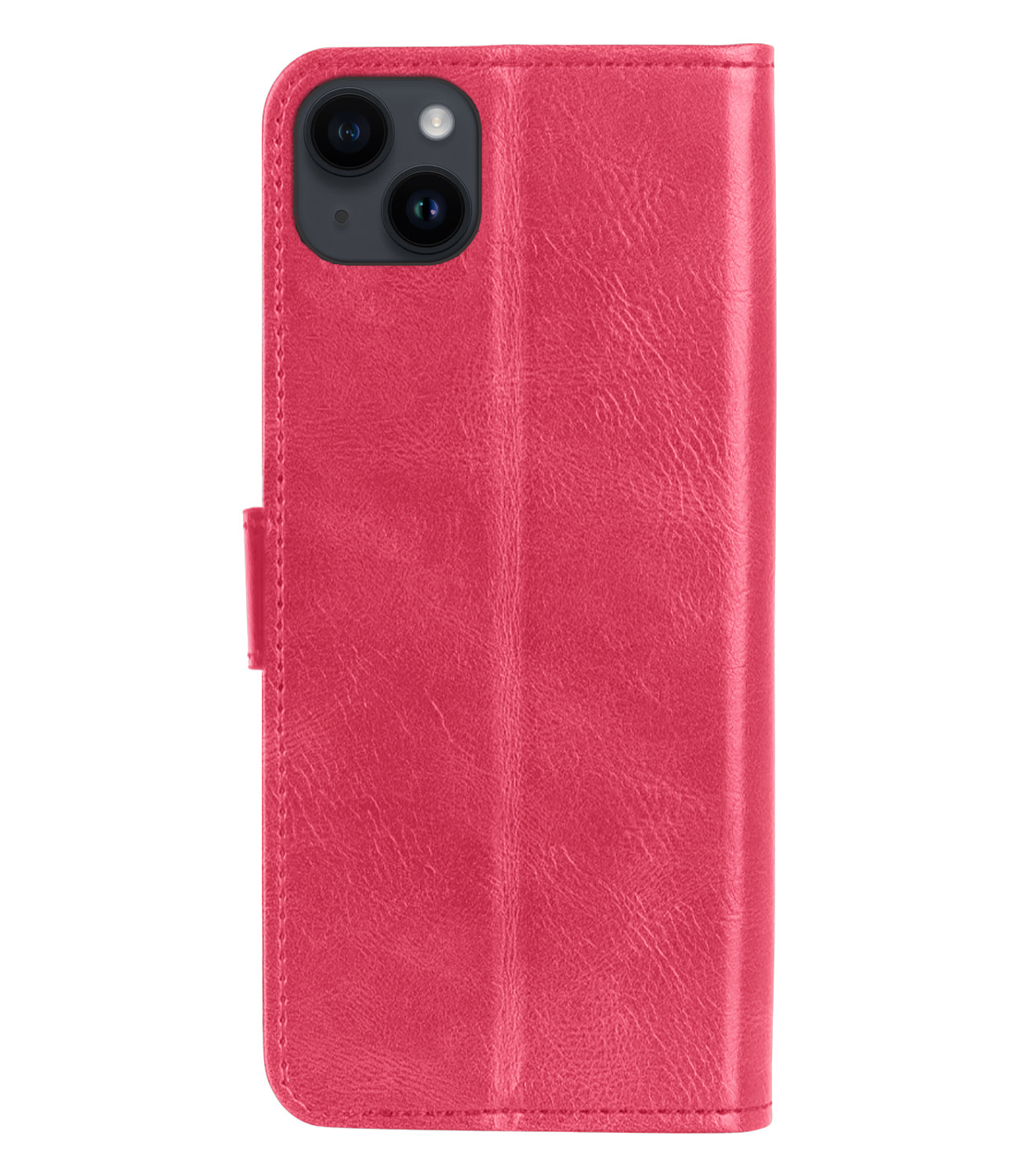 NoXx Hoes Geschikt voor iPhone 15 Plus Hoesje Book Case Hoes Flip Cover Wallet Bookcase Met 2x Screenprotector - Donkerroze