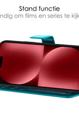 NoXx Hoes Geschikt voor iPhone 15 Pro Hoesje Book Case Hoes Flip Cover Wallet Bookcase Met Screenprotector - Turquoise