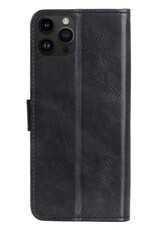 NoXx Hoes Geschikt voor iPhone 15 Pro Hoesje Book Case Hoes Flip Cover Wallet Bookcase Met Screenprotector - Zwart