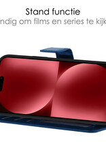 NoXx Hoes Geschikt voor iPhone 15 Pro Hoesje Book Case Hoes Flip Cover Wallet Bookcase Met 2x Screenprotector - Donkerblauw