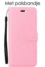 NoXx Hoes Geschikt voor iPhone 15 Pro Hoesje Book Case Hoes Flip Cover Wallet Bookcase Met 2x Screenprotector - Lichtroze