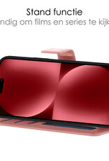 NoXx Hoes Geschikt voor iPhone 15 Pro Hoesje Book Case Hoes Flip Cover Wallet Bookcase Met 2x Screenprotector - Rosé goud