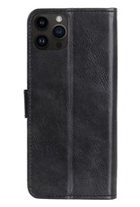NoXx Hoes Geschikt voor iPhone 15 Pro Hoesje Book Case Hoes Flip Cover Wallet Bookcase Met 2x Screenprotector - Zwart