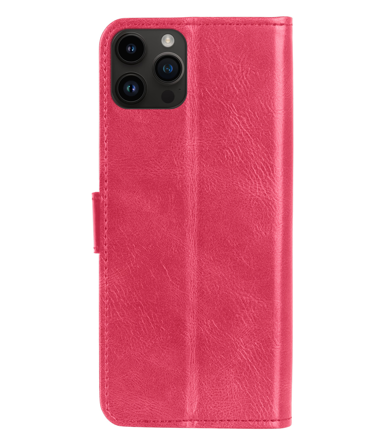 NoXx Hoes Geschikt voor iPhone 15 Pro Max Hoesje Book Case Hoes Flip Cover Wallet Bookcase Met Screenprotector - Donkerroze