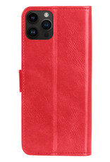 NoXx Hoes Geschikt voor iPhone 15 Pro Max Hoesje Book Case Hoes Flip Cover Wallet Bookcase Met Screenprotector - Rood