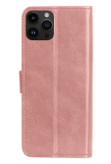 NoXx Hoes Geschikt voor iPhone 15 Pro Max Hoesje Book Case Hoes Flip Cover Wallet Bookcase Met Screenprotector - Rosé goud