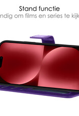 NoXx Hoes Geschikt voor iPhone 15 Pro Max Hoesje Book Case Hoes Flip Cover Wallet Bookcase Met 2x Screenprotector - Paars
