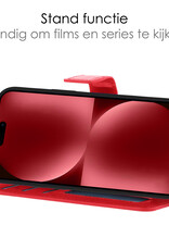 NoXx Hoes Geschikt voor iPhone 15 Pro Max Hoesje Book Case Hoes Flip Cover Wallet Bookcase Met 2x Screenprotector - Rood