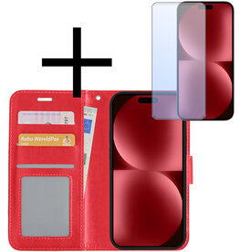 NoXx NoXx iPhone 15 Pro Max Hoesje Bookcase Met Screenprotector - Rood