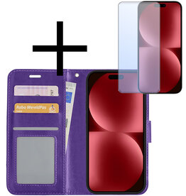 NoXx NoXx iPhone 15 Pro Max Hoesje Bookcase Met Screenprotector - Paars