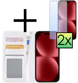 NoXx NoXx iPhone 15 Plus Hoesje Bookcase Met 2x Screenprotector - Wit