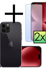 NoXx Hoes Geschikt voor iPhone 15 Pro Max Hoesje Cover Siliconen Back Case Hoes Met 2x Screenprotector - Transparant