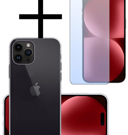 NoXx NoXx iPhone 15 Pro Max Hoesje Siliconen Met Screenprotector - Transparant
