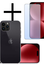 NoXx Hoes Geschikt voor iPhone 15 Pro Hoesje Cover Siliconen Back Case Hoes Met Screenprotector - Transparant