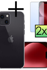 NoXx Hoes Geschikt voor iPhone 15 Plus Hoesje Cover Siliconen Back Case Hoes Met 2x Screenprotector - Transparant