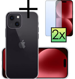 NoXx NoXx iPhone 15 Plus Hoesje Siliconen Met 2x Screenprotector - Transparant