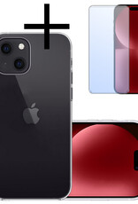 NoXx Hoes Geschikt voor iPhone 15 Plus Hoesje Cover Siliconen Back Case Hoes Met Screenprotector - Transparant