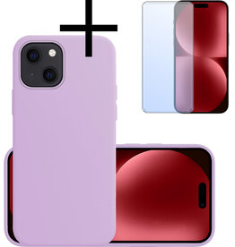 NoXx NoXx iPhone 15 Plus Hoesje Siliconen Met Screenprotector - Lila