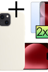 NoXx Hoes Geschikt voor iPhone 15 Hoesje Cover Siliconen Back Case Hoes Met 2x Screenprotector - Wit