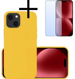 NoXx NoXx iPhone 15 Plus Hoesje Siliconen Met Screenprotector - Geel