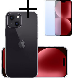 NoXx NoXx iPhone 15 Hoesje Siliconen Met Screenprotector - Transparant