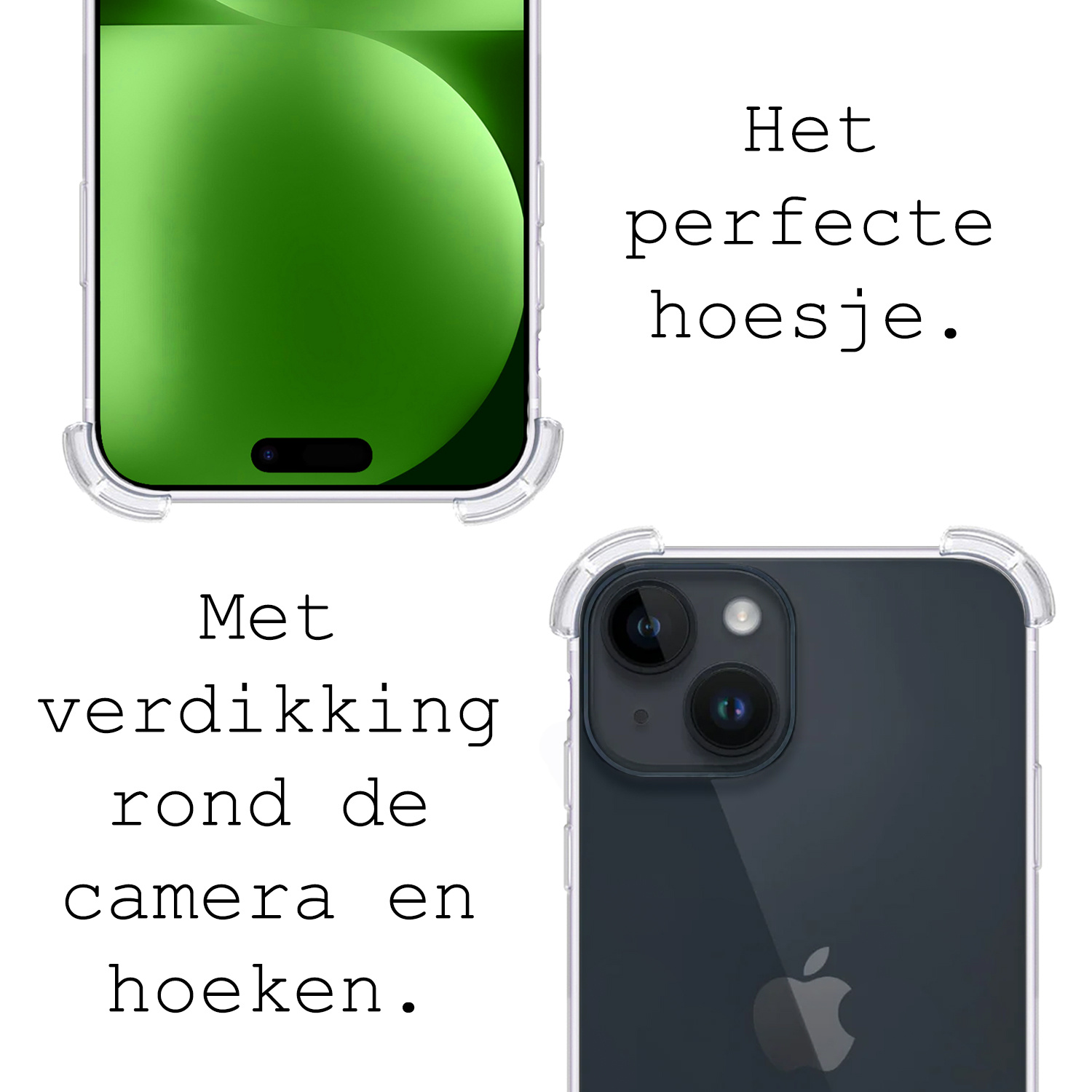 BASEY. Hoes Geschikt voor iPhone 15 Plus Hoesje Shock Proof Case Hoes Met 2x Screenprotector - Hoesje Geschikt voor iPhone 15 Plus Hoes Cover Shockproof - Transparant