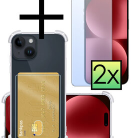 NoXx NoXx iPhone 15 Hoesje Pashouder Met 2x Screenprotector