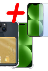 BASEY. Hoes Geschikt voor iPhone 15 Hoesje Shock Proof Case Hoes Met Screenprotector - Hoesje Geschikt voor iPhone 15 Hoes Cover Shockproof - Transparant