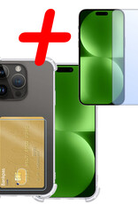 BASEY. Hoes Geschikt voor iPhone 15 Pro Hoesje Shock Proof Case Hoes Met Screenprotector - Hoesje Geschikt voor iPhone 15 Pro Hoes Cover Shockproof - Transparant