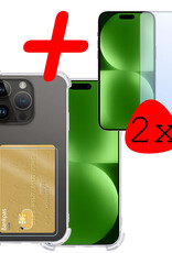 BASEY. Hoes Geschikt voor iPhone 15 Pro Hoesje Shock Proof Case Hoes Met 2x Screenprotector - Hoesje Geschikt voor iPhone 15 Pro Hoes Cover Shockproof - Transparant