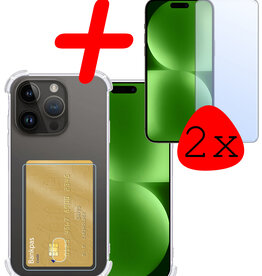 BASEY. BASEY. iPhone 15 Pro Hoesje Pashouder Met 2x Screenprotector