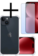 NoXx Hoes Geschikt voor iPhone 15 Hoesje Siliconen Cover Shock Proof Back Case Shockproof Hoes Met Screenprotector - Transparant