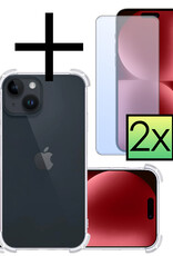 NoXx Hoes Geschikt voor iPhone 15 Hoesje Siliconen Cover Shock Proof Back Case Shockproof Hoes Met 2x Screenprotector - Transparant